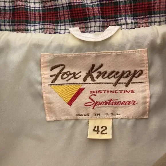 Vintage Unisex Fox Knapp Khaki Bomber Jacket Size Small - Picture 3 of 10